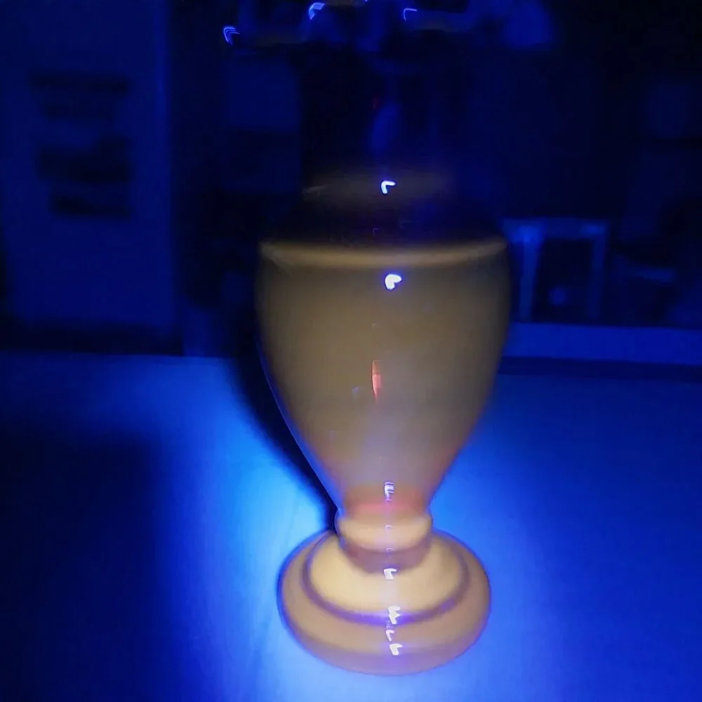 Ruby Red Amberina Glass Vase GLOWS Antique Vintage Ruffled Top
